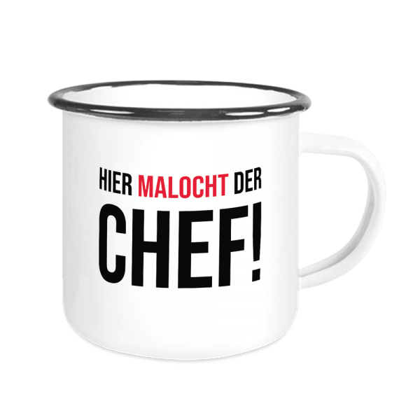 Bild: Emailletasse mit lustigem Spruch Ruhrpott Chef - Geschenk